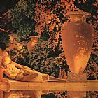 Maxfield Parrish Famous Paintings - The Garden of Allah [detail]